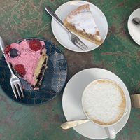 Berry cake with vegan whipped cream and pastiera napoletana.   at La Torteria Biella in Biella