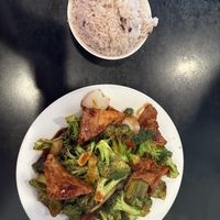 Home style tofu with rice   at Chin's Kitchen in Portland
