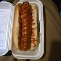 Vegan hot dog with ketchup at The Distinguished Wien in Mooresville