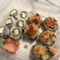 Fried tofu roll (left), vegan volcano roll (right, on the specials menu this month) at Kotobuki in Norfolk