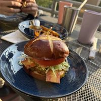 Smash burger  at Vital Creations Vegan Bistro in Seattle