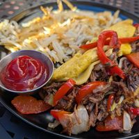 The Big Pun vegan omelette is new and totally off-the-chain. You won't find a better Vegan omelette in Seattle! at Vital Creations Vegan Bistro in Seattle