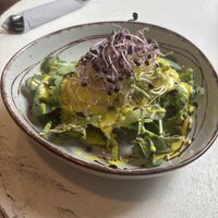 Benedicts Liebling (bread, cream cheese, arugula & salad mix, "egg", sauce hollandaise with tofu bacon)  at Vlora & Vauna in Dresden