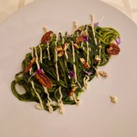 Spaghetti agli spinaci con noci pecan #Veganuary at La Casupola in Bosisio Parini