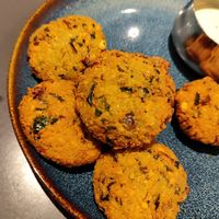 Vegetable and lentil fritters at Southern Spices in Sandyford