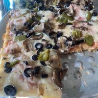 Mushrooms, olives, peppers  at Urban Field in Longmont