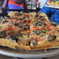 Detroit funghi pizza at Urban Field in Longmont
