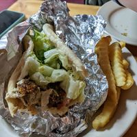 Falafel sandwich with fries at Al Ryan in Lynchburg