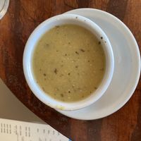 Red lentil soup, I know it looks green, but it’s red lentil soup nonetheless  at Cafe Turkuaz in Bloomington