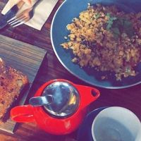 tofu scramble & banana bread at Earthly Pleasures Cafe in Belgrave