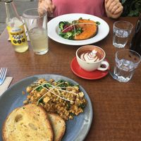 Scramble tofu and the pumpkin and greens at Earthly Pleasures Cafe in Belgrave