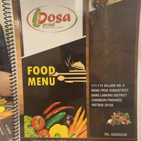 Menu  at Dosa Point in Pattaya