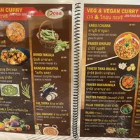 Menu  at Dosa Point in Pattaya