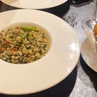 Risotto with spinach and saffron with chips  at La Casa Italian in Stafford