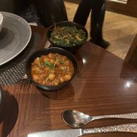 Chana masala and spinach  at Masala Zone - Soho in London