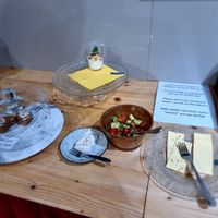 Part of breakfast buffet (everything on photo is vegan) at Hotel Malleberg in Bruges