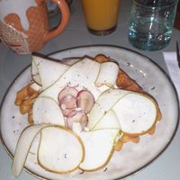 Waffles with pear at Hotel Malleberg in Bruges