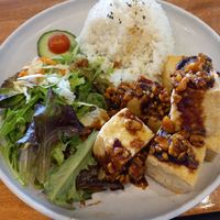 Teriyaki tofu (aleady started to eat) at Chop ‘n Chill - Raby Bay in Cleveland