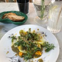 Zucchini salad… sadly small and bland. Presentation was good though. Bread was nice. at Ojdå Bar in Palermo