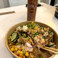 Heura veggie poke bowl at Tasty Poke Bar in Valencia