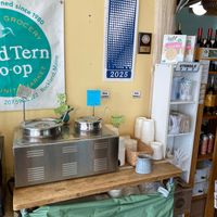 The cafe: two thingies of soup, only one of which is veg.  at Good Tern Co-op Cafe in Rockland