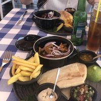 Chikn Gyros. There was also a vegan meatball pasta and moussaka option (made with soy milk)  at Kings Restaurant  in Paphos