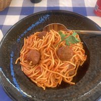 Vegan meatball Napolitana spaghetti  at Kings Restaurant  in Paphos