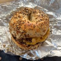 Tofu scramble bagel-is vegan and very average.  at Maude's Classic Cafe in Gainesville