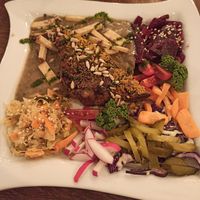 Potato tar with mushroom sauce at Maitri-vegan&glutenfree in Poznan