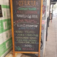 Food menu at Amira Cafetaria Culturale Palestina in Santiago