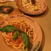 Tomato and basil with egg free pasta   at Osteria da Fortunata in Rome