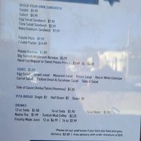 Menu at Lea's Falafelhaus in New Haven