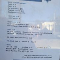 Menu at Lea's Falafelhaus in New Haven