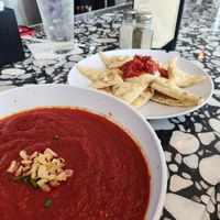 Tomato Beet Soup and Hummus at MCI - Brown & Loe in Kansas City