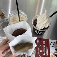 Kinako soy drink, coffee, matcha and chocolate donut  at Stand Point in Fukuoka