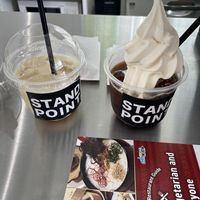 Kinako soy drink and iced coffee with tasty soy ice cream  at Stand Point in Fukuoka