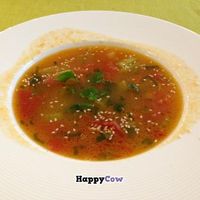 hot tomato soup - although on the menu it looked like a cream soup, it is a broth based soup which was tasty at Raw Gourmet in Riga