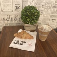 Vegan croissant and cold brew  at Gregorys Coffee - E 46th St in New York City
