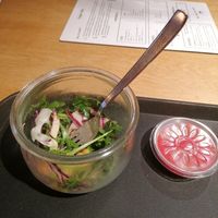 Vegan side salad with vinaigrette (free of charge) - the owner specified everything was vegan. at Croque 'n Roll Leuven in Leuven