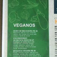Vegan menu at Pousada Ecoporto in Ipojuca