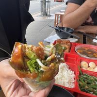 Vietnamese roll with chilli saucee  at Vn Street Foods in Marrickville