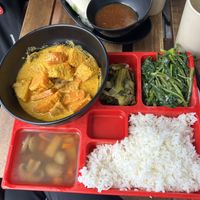 Lunchset 1 - rice, curry, mushrooms soup, and vegetables   at Vn Street Foods in Marrickville