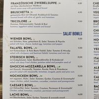 Menu at cafe camus in Vienna