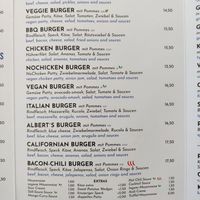 Menu at cafe camus in Vienna