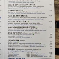 Menu (breakfast) at cafe camus in Vienna