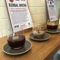 Iced cold brew, iced soy latte and espresso tonic.....sensational  at Sterling Espresso Bar in Port Fairy