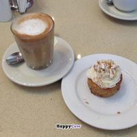 soy latte and carrot cake  at Sterling Espresso Bar in Port Fairy