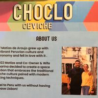 Signage  at Choclo Ceviche Restaurant in Lisbon