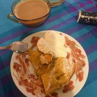 Saffron sticky cake with cream  at RÅG in Uddevalla