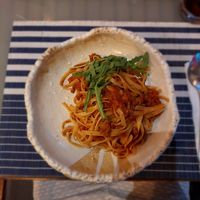 Vegan bolognese pasta at Odyssey Mediterranean in Koh Phayam